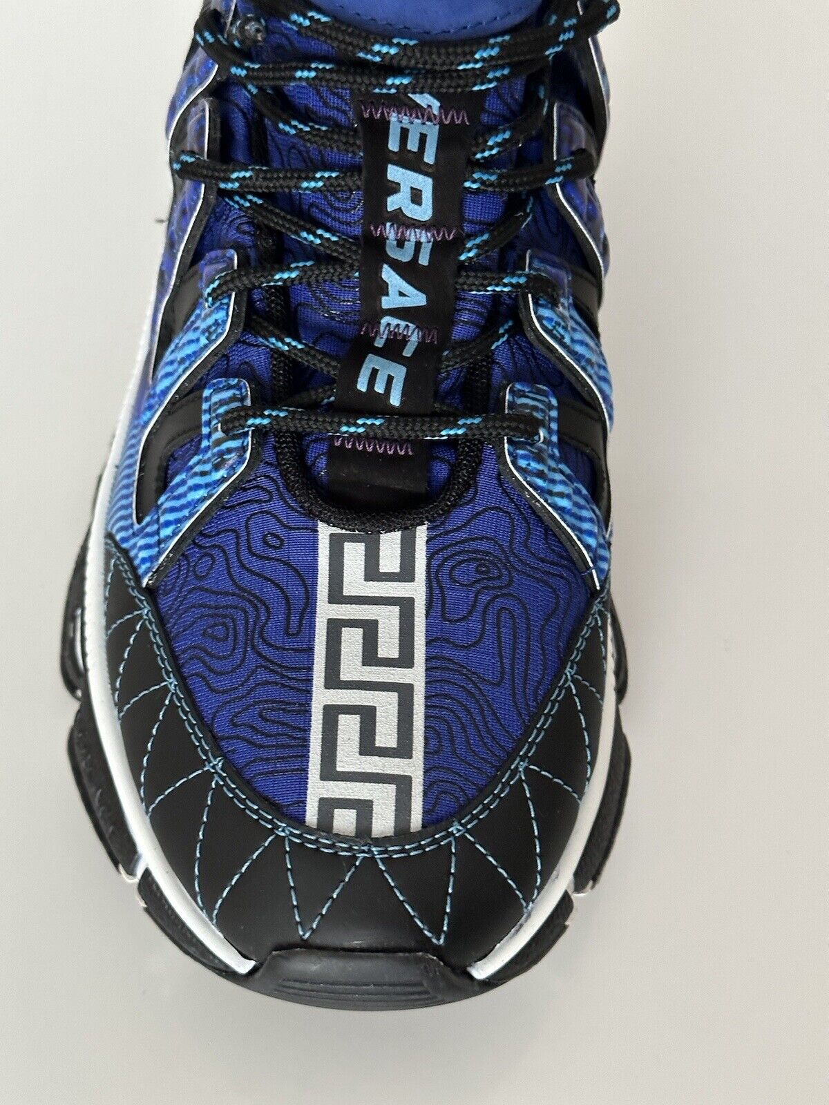NIB Versace Men's Greca Chain Reaction Sneakers Blue 13.5 (46.5) IT DSU8094 IT