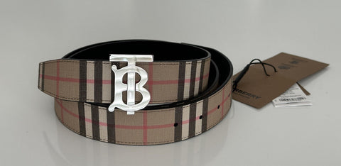 NWT $580 Burberry TB Leather Archive Beige Reversible Belt 40/100 8046568 Italy