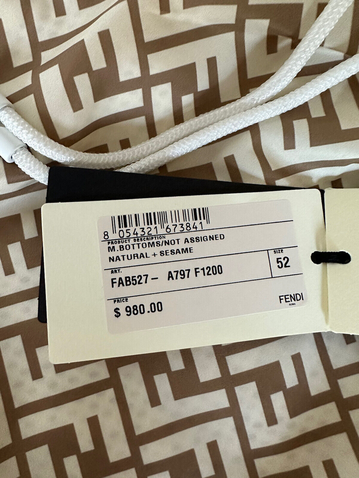 СЗТ $980 Повседневные брюки Fendi FF Коричневый полиэстер Размер 36 США (52 евро) FAB527 Италия 