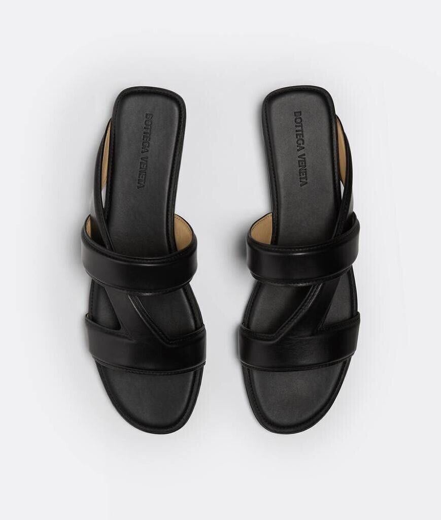 NIB $760 Bottega Veneta Calf Leather Mule Sandals Shoes Black 7 US 651374