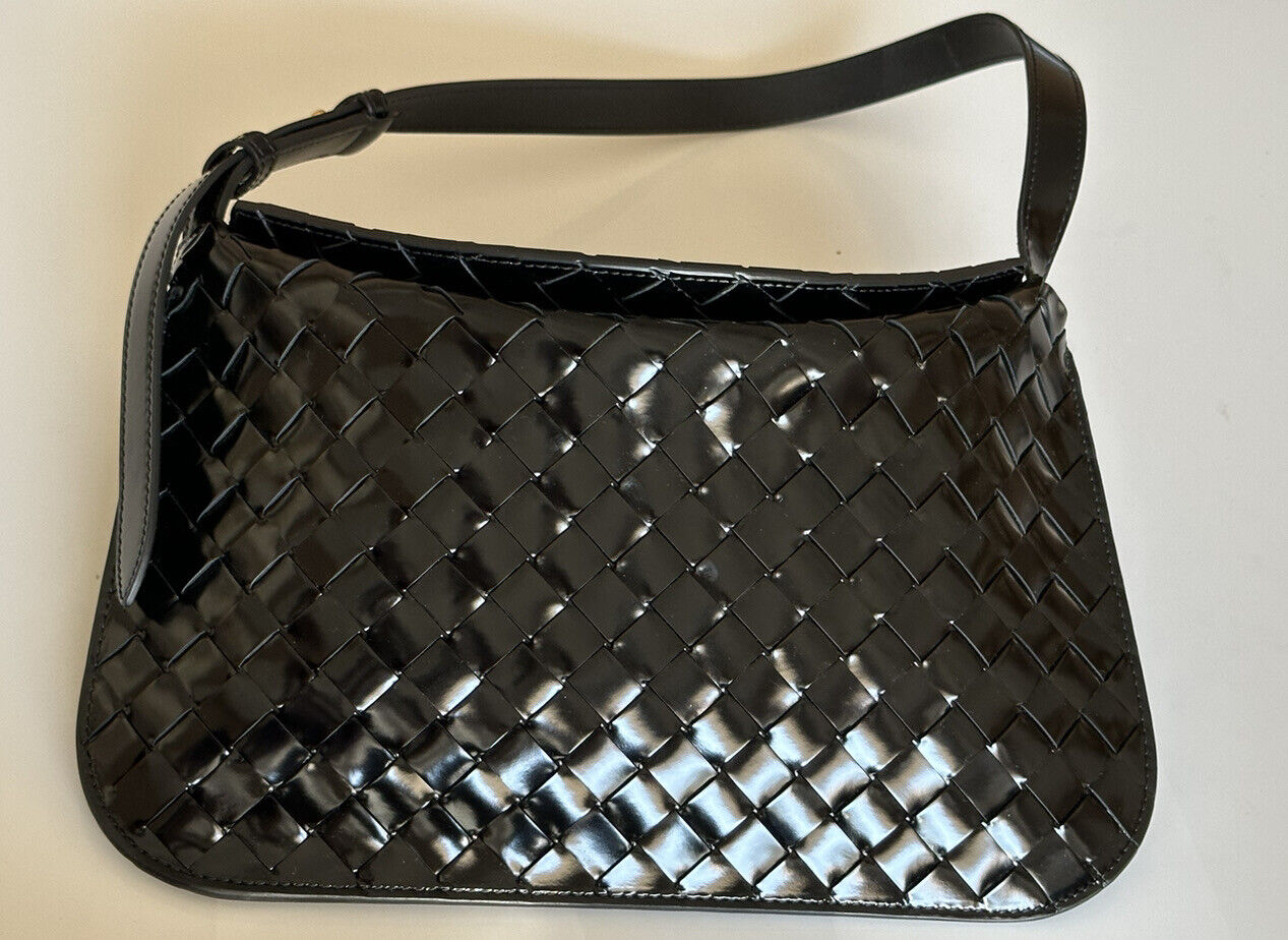 NWT 2900 $ Bottega Veneta Intrecciato Schultertasche aus schwarzem Leder 701046 Italien