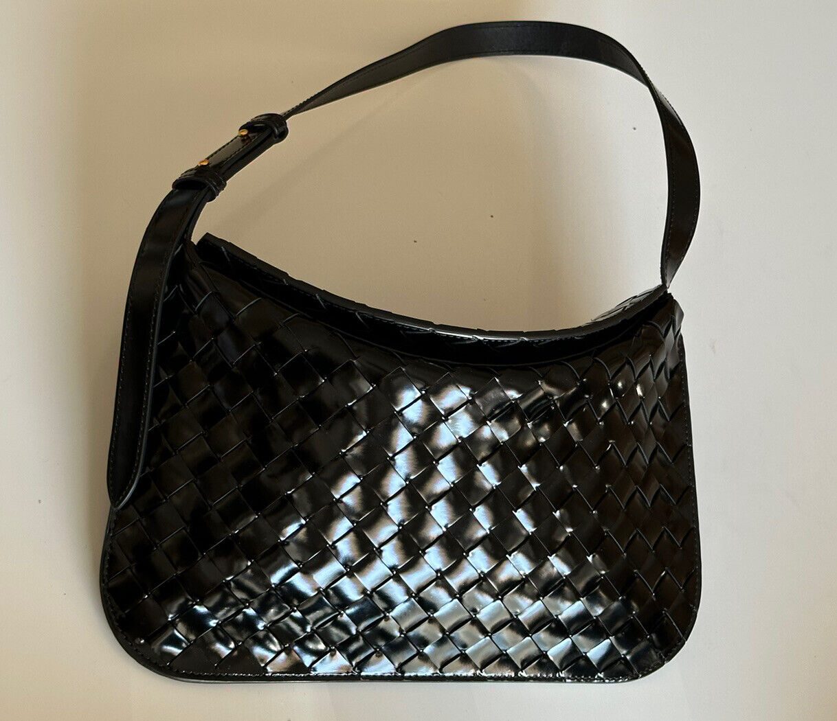 NWT 2900 $ Bottega Veneta Intrecciato Schultertasche aus schwarzem Leder 701046 Italien