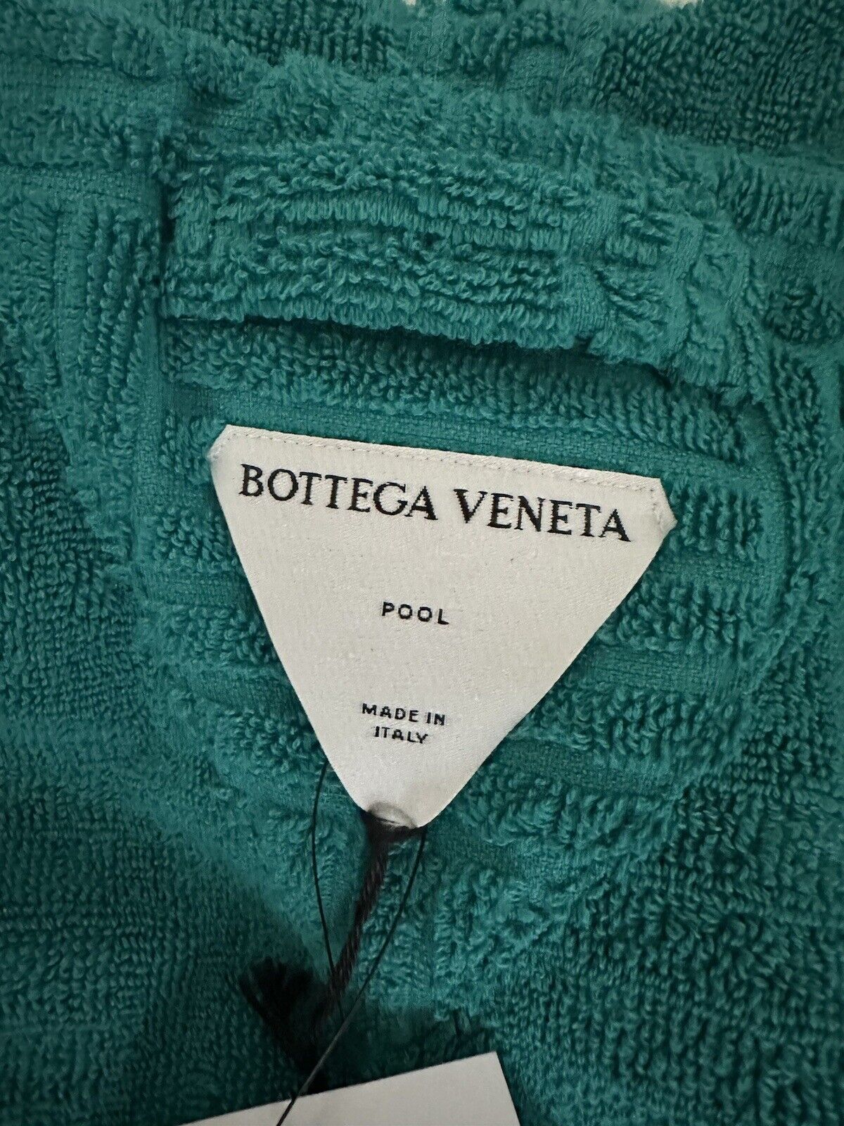 Neu mit Etikett: 700 $ Bottega Veneta Intrecciato Baumwoll-Frottee-Bademantel, Blau, Größe L, 656097 IT