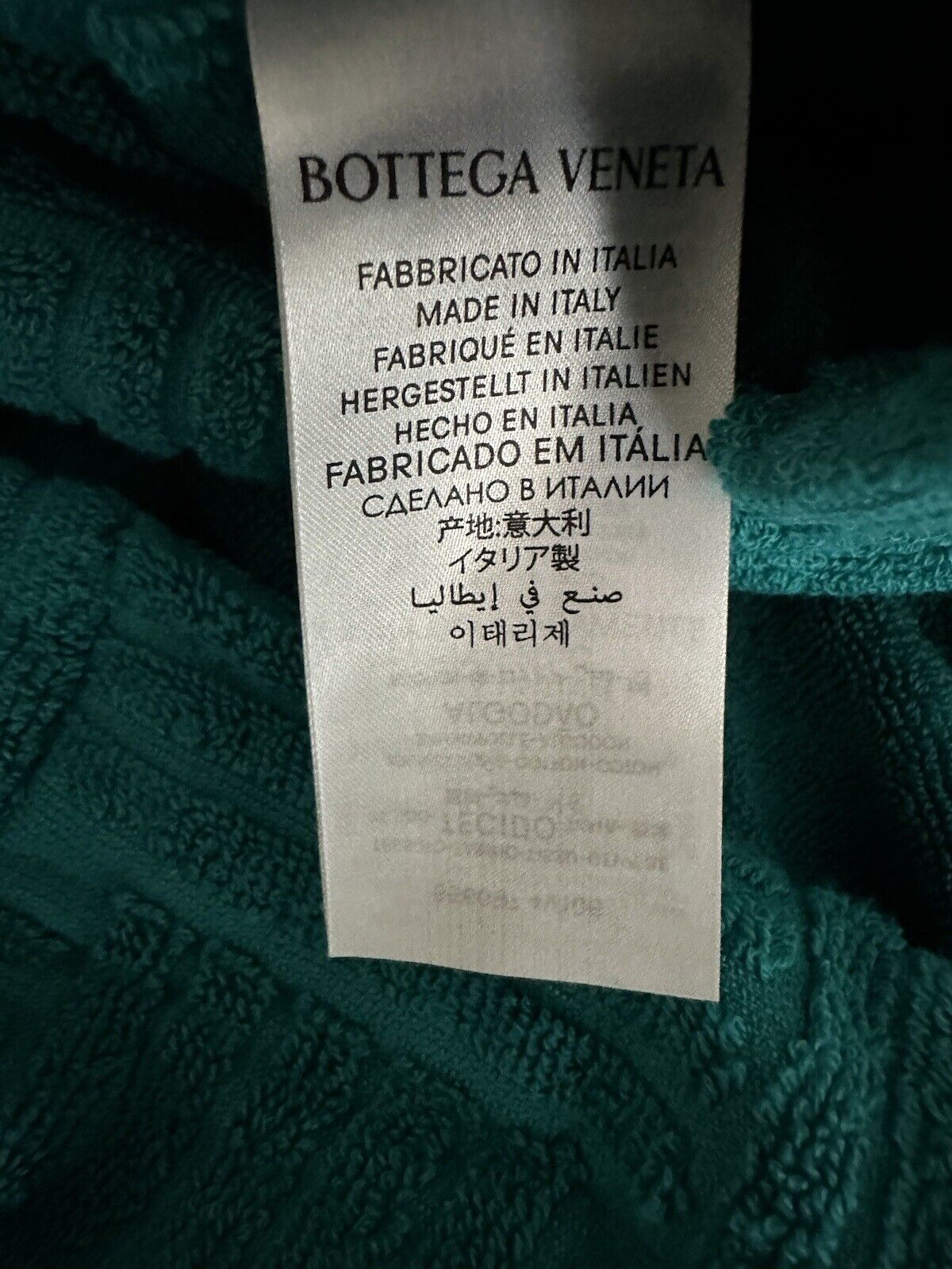 Neu mit Etikett: 700 $ Bottega Veneta Intrecciato Baumwoll-Frottee-Bademantel, Blau, Größe L, 656097 IT