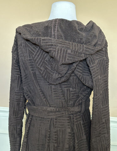 NWT $700 Bottega Veneta Men's Intrecciato Cotton Terry Bath Robe Brown M 656097