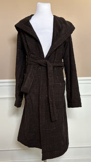 NWT $700 Bottega Veneta Intrecciato Хлопковый махровый банный халат, коричневый, большой 656097