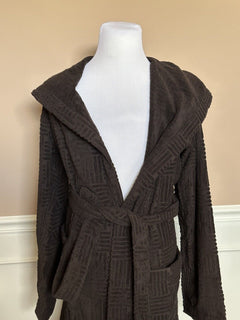 NWT $700 Bottega Veneta Intrecciato Хлопковый махровый банный халат, коричневый, большой 656097