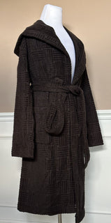 NWT $700 Bottega Veneta Intrecciato Хлопковый махровый банный халат, коричневый, большой 656097