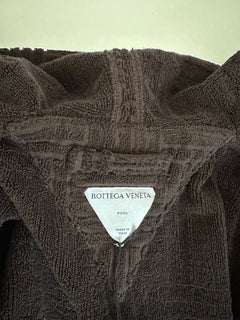 NWT $700 Bottega Veneta Intrecciato Хлопковый махровый банный халат, коричневый, большой 656097