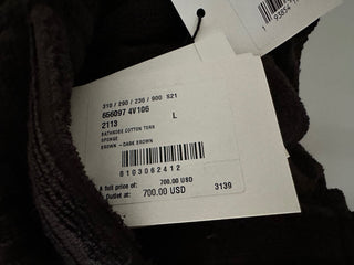NWT $700 Bottega Veneta Intrecciato Хлопковый махровый банный халат, коричневый, большой 656097