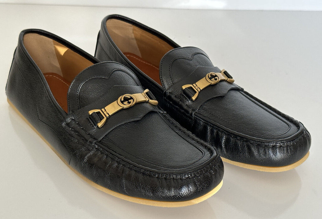 Мужские кожаные мокасины NIB Gucci Interlocking G, черные 13,5 (13G) 655519 IT 