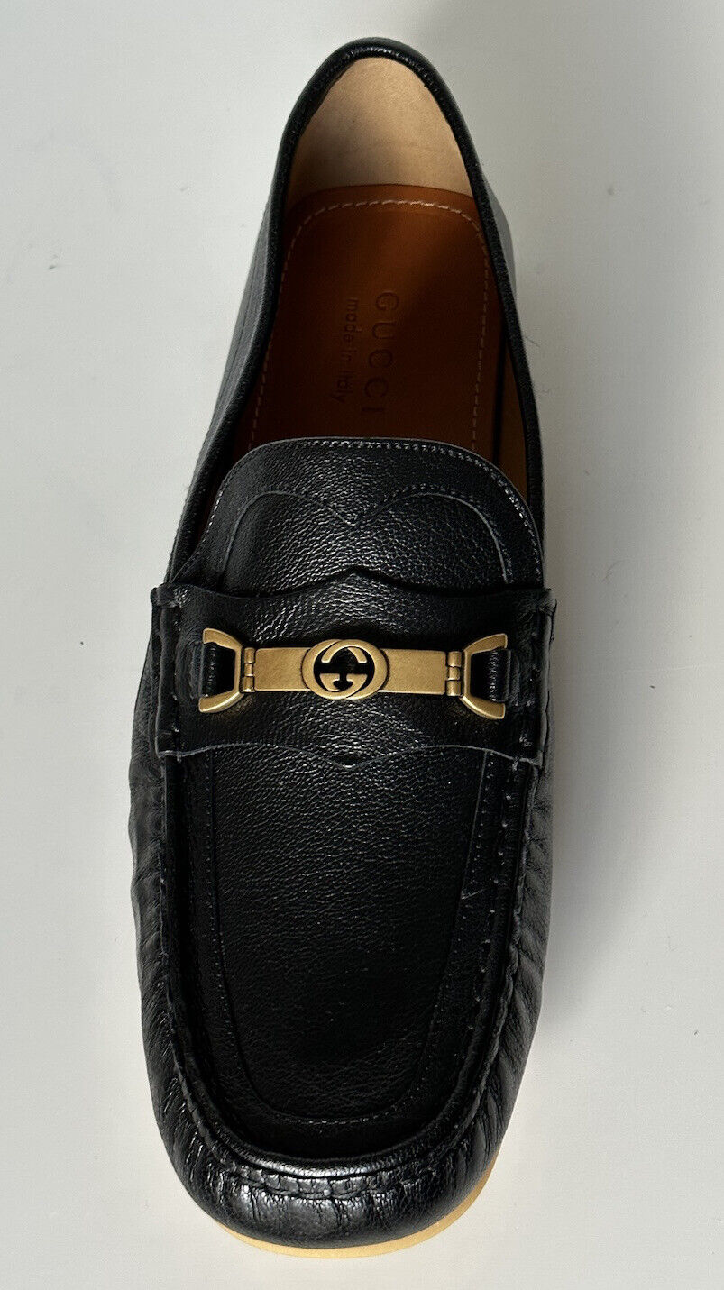 NIB Gucci Interlocking G Mens Leather Moccasin Shoes Black 13.5 (13G) 655519 IT
