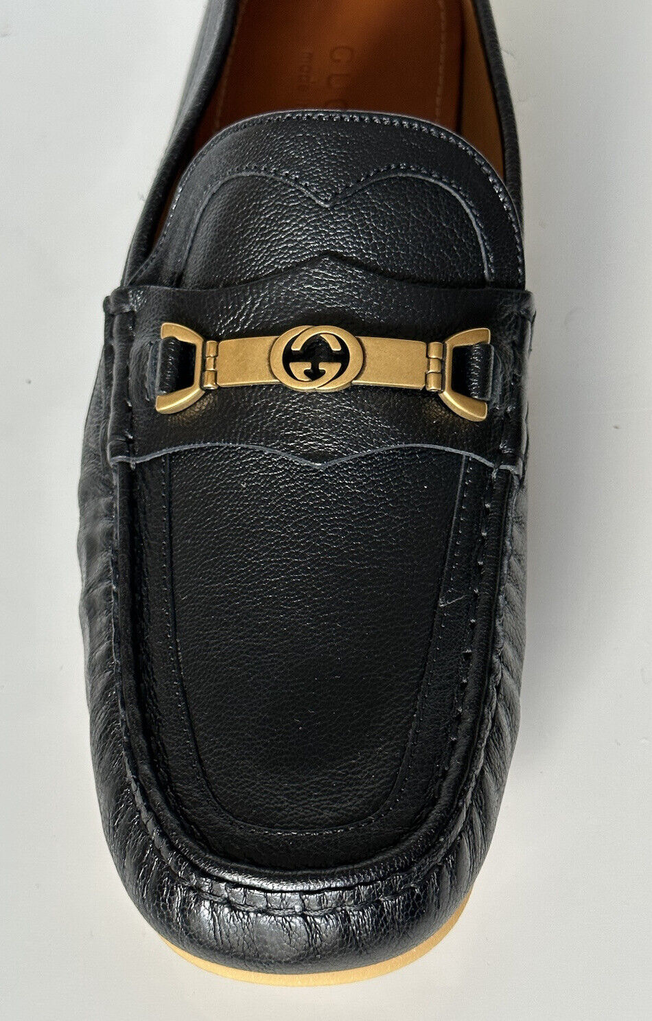 NIB Gucci Interlocking G Mens Leather Moccasin Shoes Black 13.5 (13G) 655519 IT