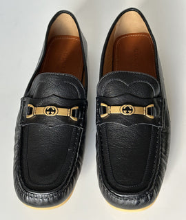 Мужские кожаные мокасины NIB Gucci Interlocking G, черные 13,5 (13G) 655519 IT 