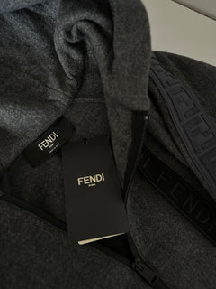 Серая куртка Fendi с капюшоном NWT $1750 Кашемир/полиамид Большой Италия FAF639 