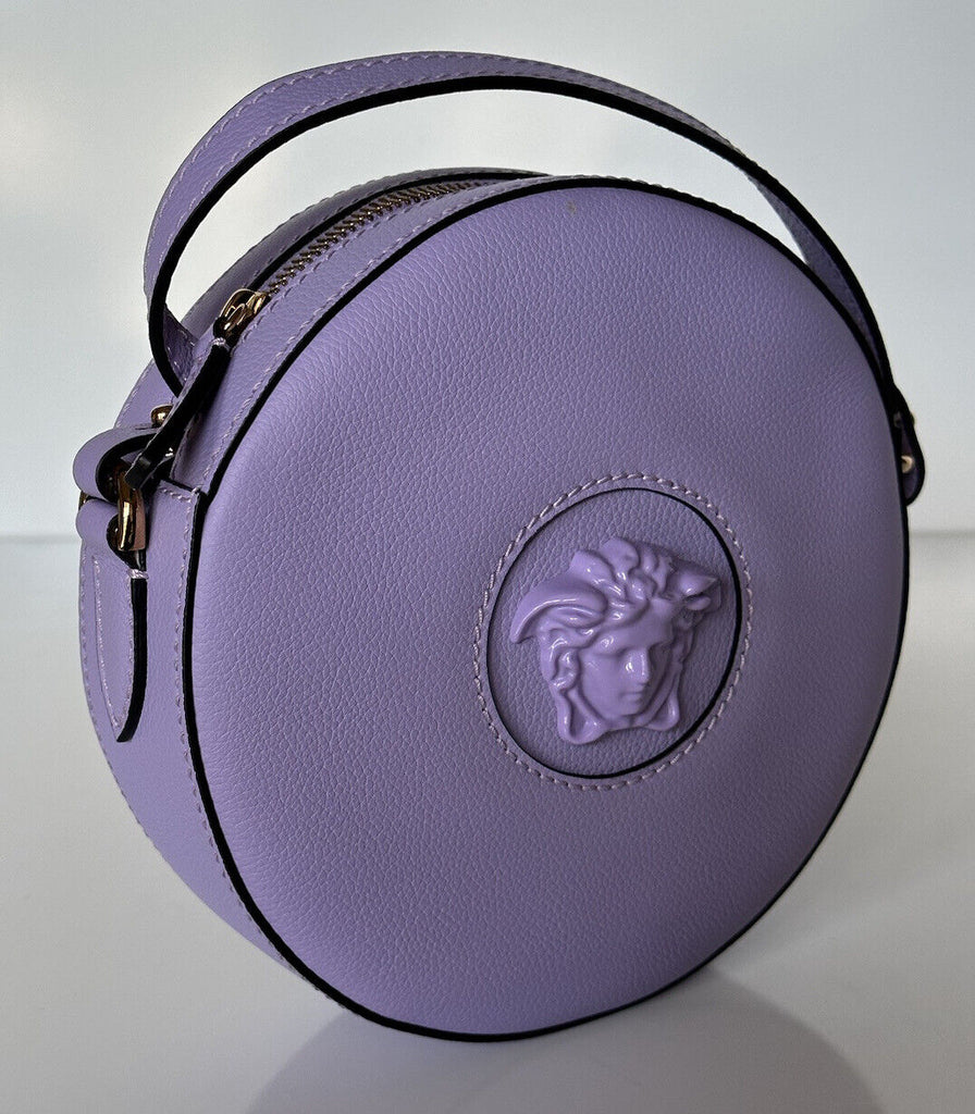 NWT $1295 Versace Круглая сиреневая сумка через плечо из кожи теленка Medusa DBFI050 IT 
