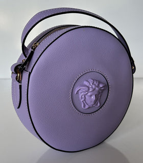NWT $1295 Versace Круглая сиреневая сумка через плечо из кожи теленка Medusa DBFI050 IT 