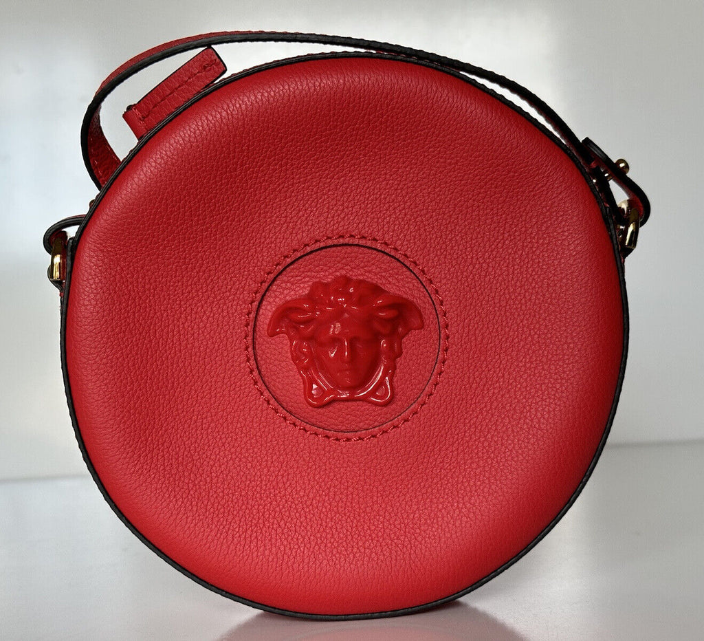 NWT $1295 Versace Круглая красная сумка через плечо из кожи теленка Medusa DBFI050 IT 