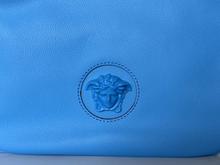 NWT $1875 Versace Сумка-хобо среднего размера из кожи теленка Medusa синего цвета 1000699 IT 