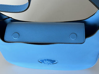 NWT $1875 Versace Сумка-хобо среднего размера из кожи теленка Medusa синего цвета 1000699 IT 