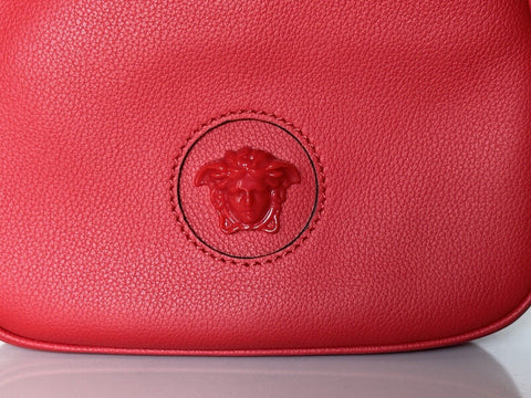 NWT $1450 Versace Medusa Head Calf Leather Red Mini Hobo Bag 1000802 IT