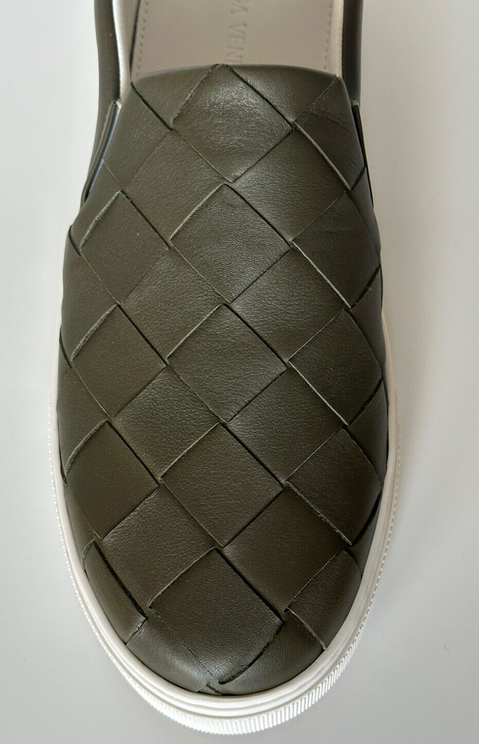 NIB $760 Bottega Veneta Rubber Sole Calf Leather Kaki Shoes 13 608751
