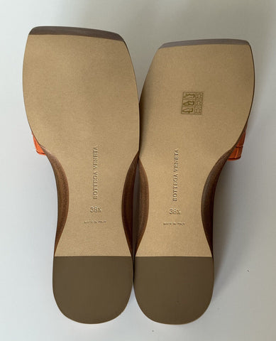 NIB $ 620 Bottega Veneta Slip-on-Sandalen aus gebranntem Orange aus Leder 8,5 (38,5) 578372 