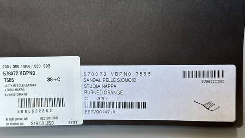 NIB $ 620 Bottega Veneta Slip-on-Sandalen aus gebranntem Orange aus Leder 8,5 (38,5) 578372 