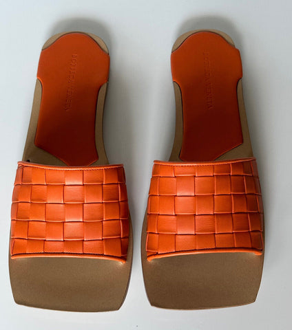 NIB $ 620 Bottega Veneta Slip-on-Sandalen aus gebranntem Orange aus Leder 8,5 (38,5) 578372 