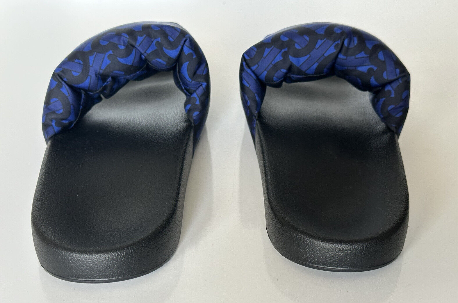NIB $570 Burberry Furley Puff TB Men's Slides Blue Sandals 7 US (40) 8048585