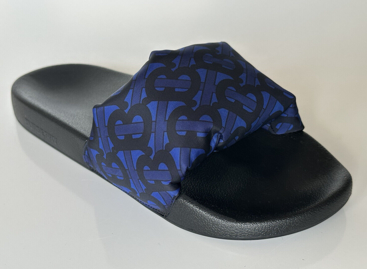 NIB $570 Burberry Furley Puff TB Men's Slides Blue Sandals 13 US (46) 8048585