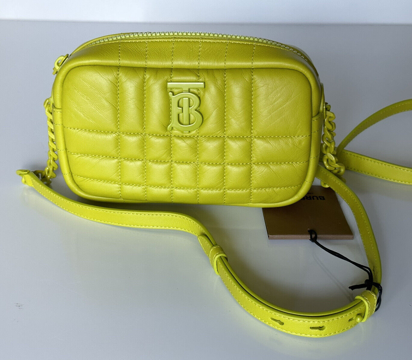 NWT $1250 Burberry Lola TB Leather Vivid Lime Small Shoulder Bag 8052246 Italy
