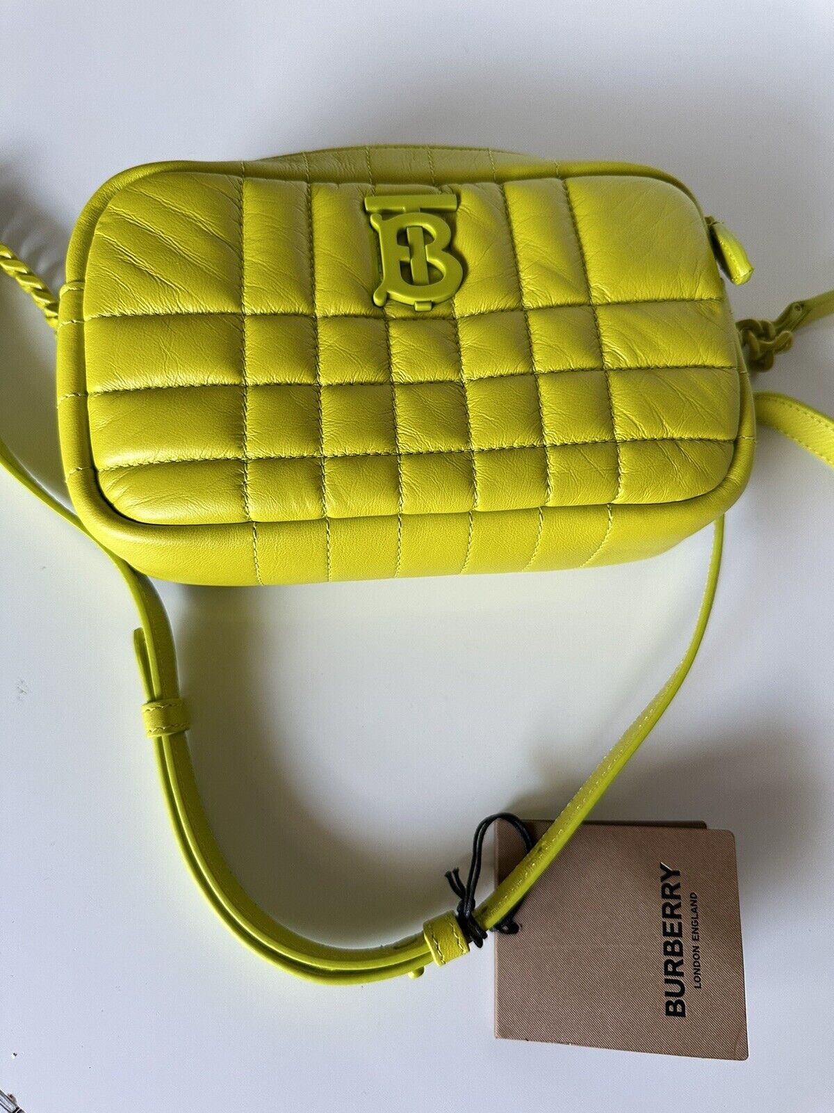 NWT $1250 Burberry Lola TB Leather Vivid Lime Small Shoulder Bag 8052246 Italy