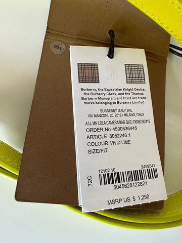 NWT $1250 Burberry Lola TB Маленькая кожаная сумка через плечо Vivid Lime 8052246 Италия 