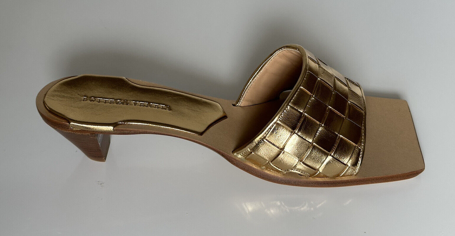 Женские кожаные босоножки Bottega на каблуке золотистого персикового цвета стоимостью 720 долларов США 11 США 578373 IT 