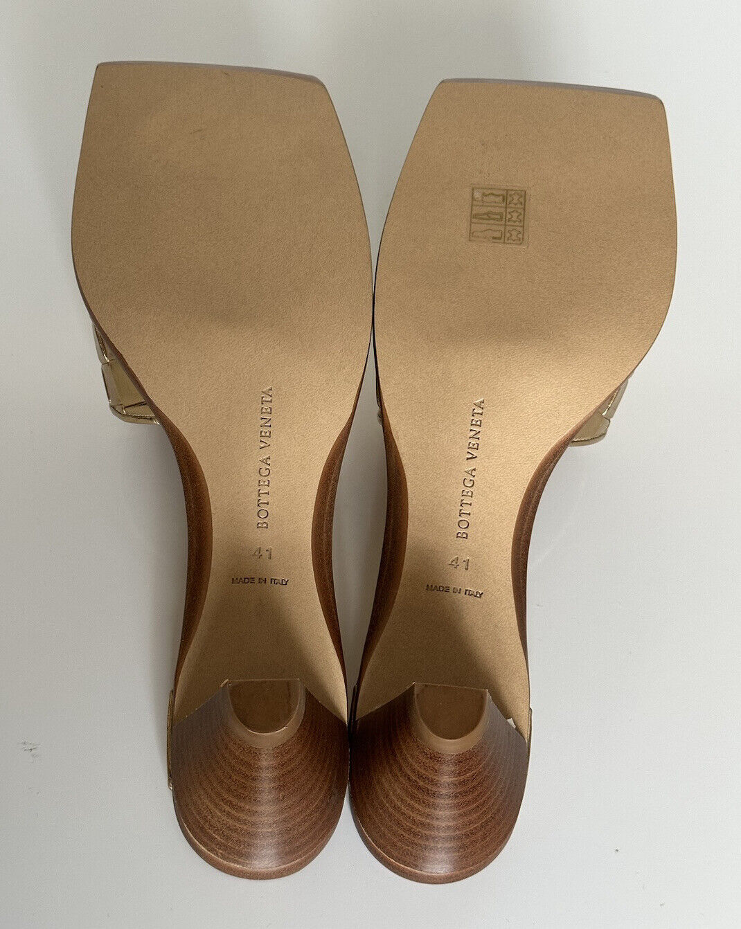 Женские кожаные босоножки Bottega на каблуке золотистого персикового цвета стоимостью 720 долларов США 11 США 578373 IT 