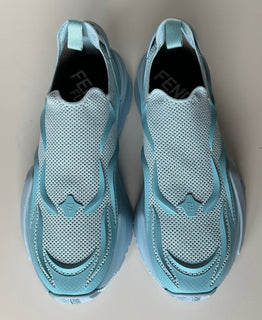 Мужские кроссовки NIB 1050 Fendi Flow из ткани бирюзового цвета 12 США (45 евро) 7E1504 IT 