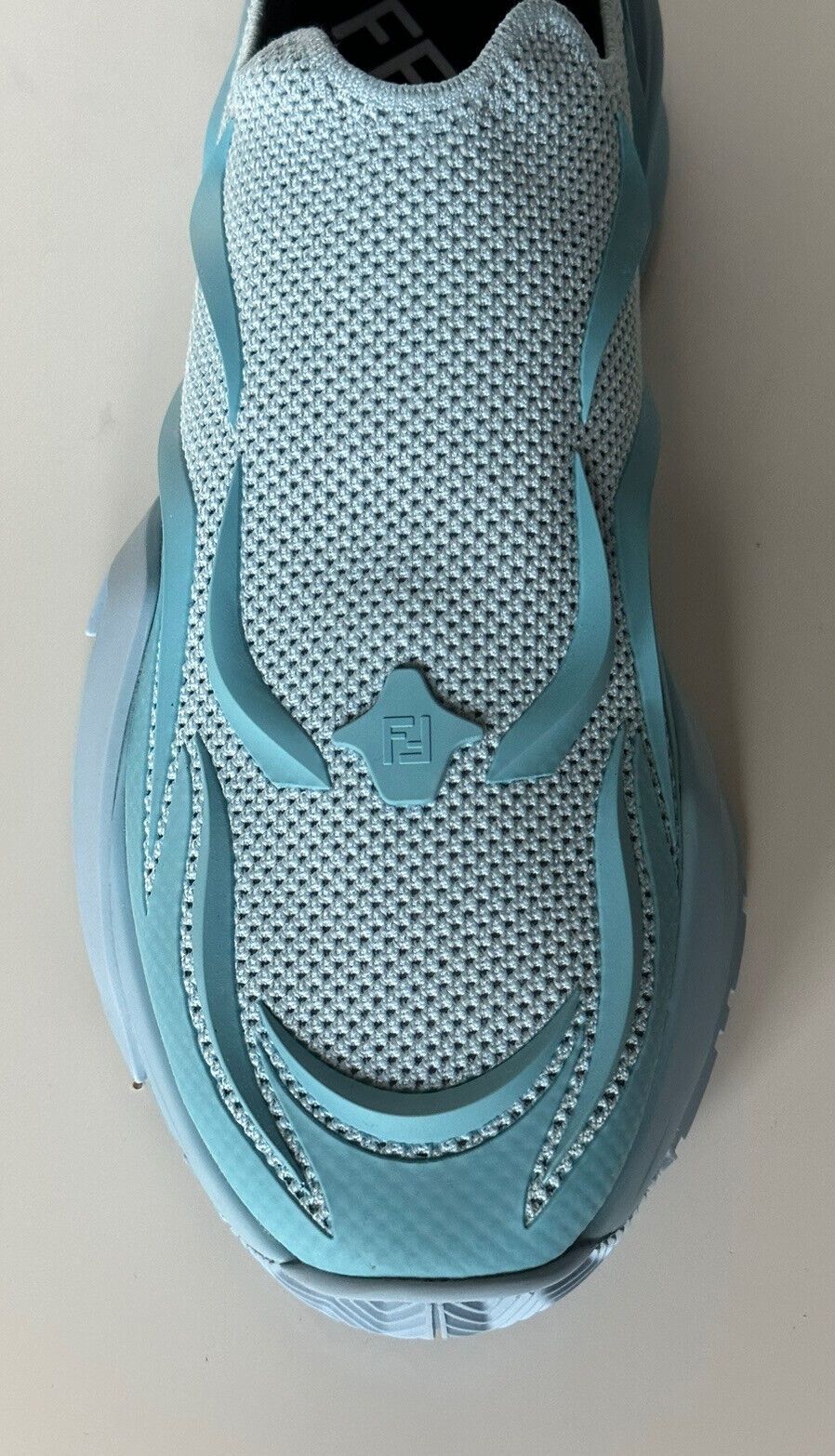 NIB 1050 Fendi Flow Men's Fabric Turquoise Sneakers 12 US (45 Euro) 7E1504 IT