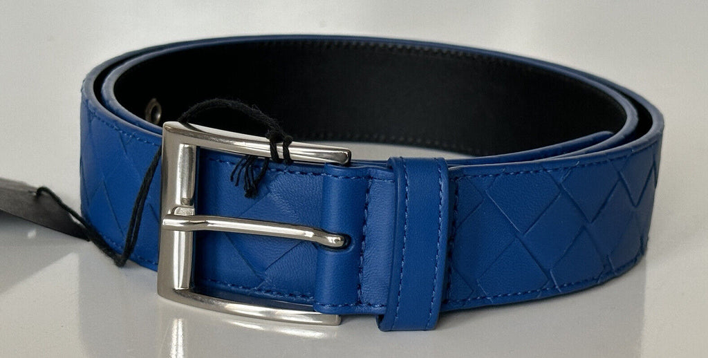 NWT $580 Синий ремень Bottega Veneta Intrecciato из кожи наппа 40/100 IT 580673 