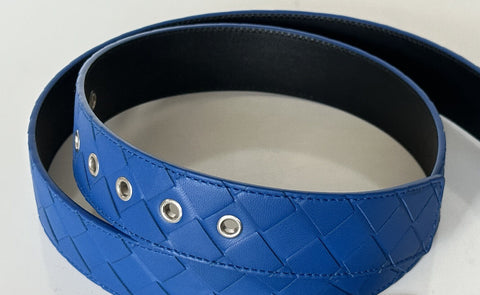 NWT 580 $ Bottega Veneta Intrecciato Nappaleder Blauer Gürtel 40/100 IT 580673 