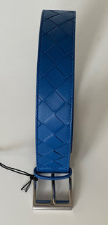 NWT $580 Синий ремень Bottega Veneta Intrecciato из кожи наппа 40/100 IT 580673 