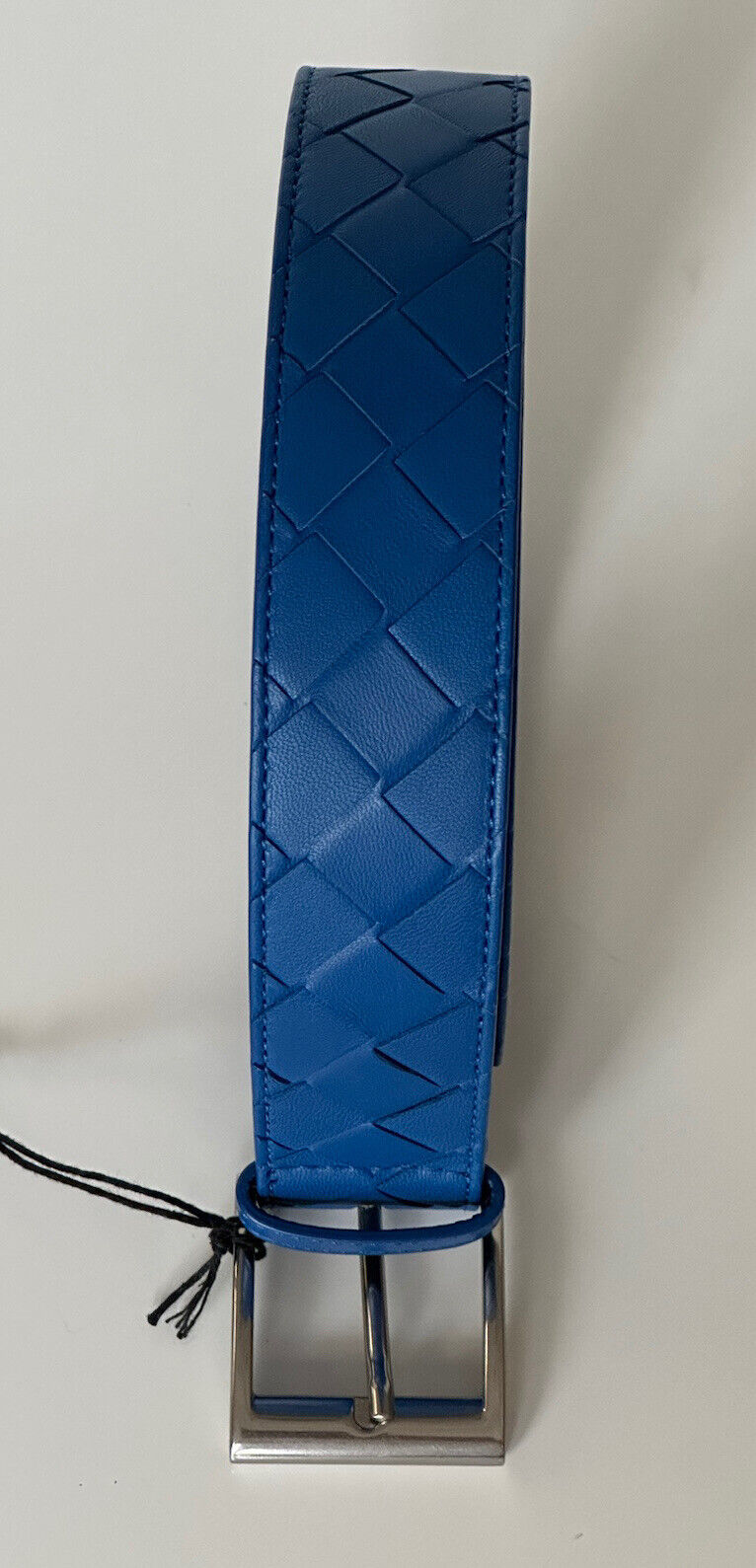 NWT $580 Синий ремень Bottega Veneta Intrecciato из кожи наппа 36/90 IT 580673 