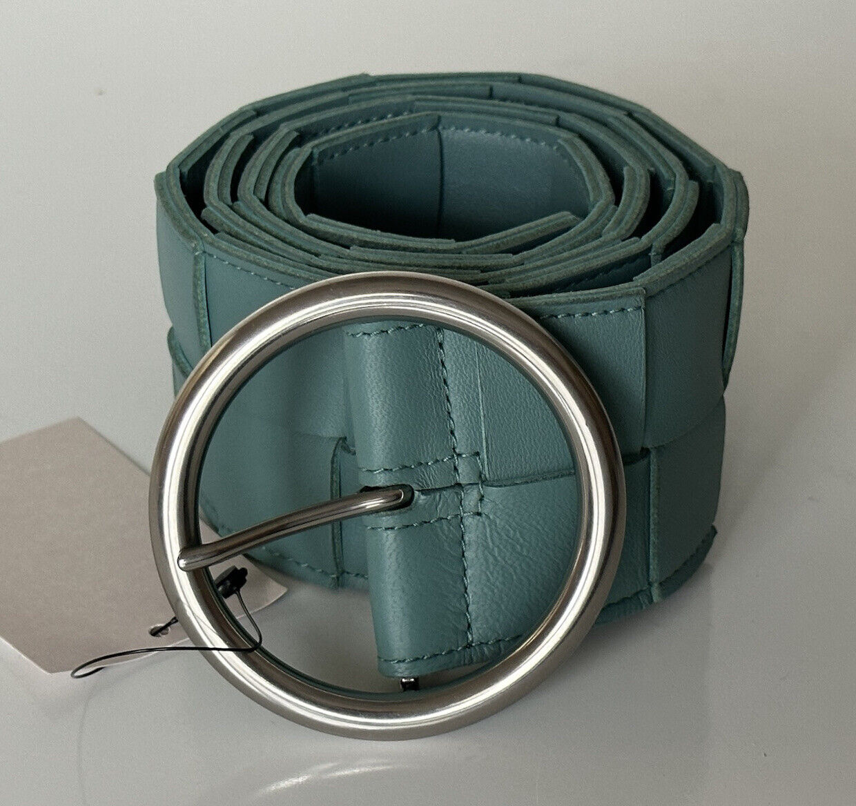 NWT $850 Bottega Veneta Intrecciato Nappa Leather Green Belt 36/90 IT 577933