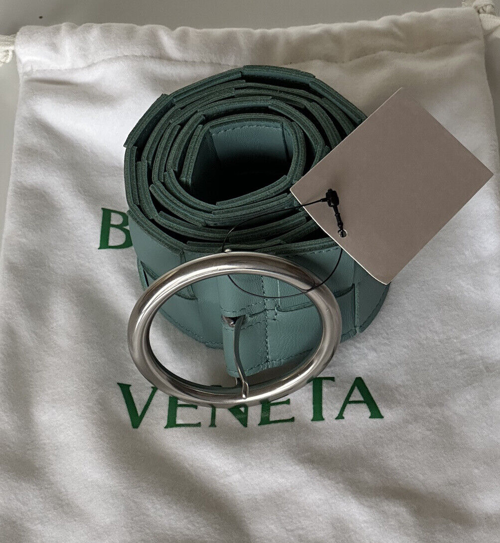 NWT $850 Bottega Veneta Intrecciato Nappa Leather Green Belt 36/90 IT 577933