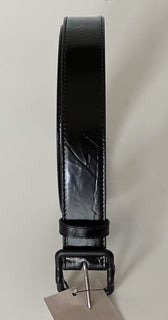 NWT $420 Ремень Bottega Veneta Crease Leather Black/Silver 40/100 IT 691233 