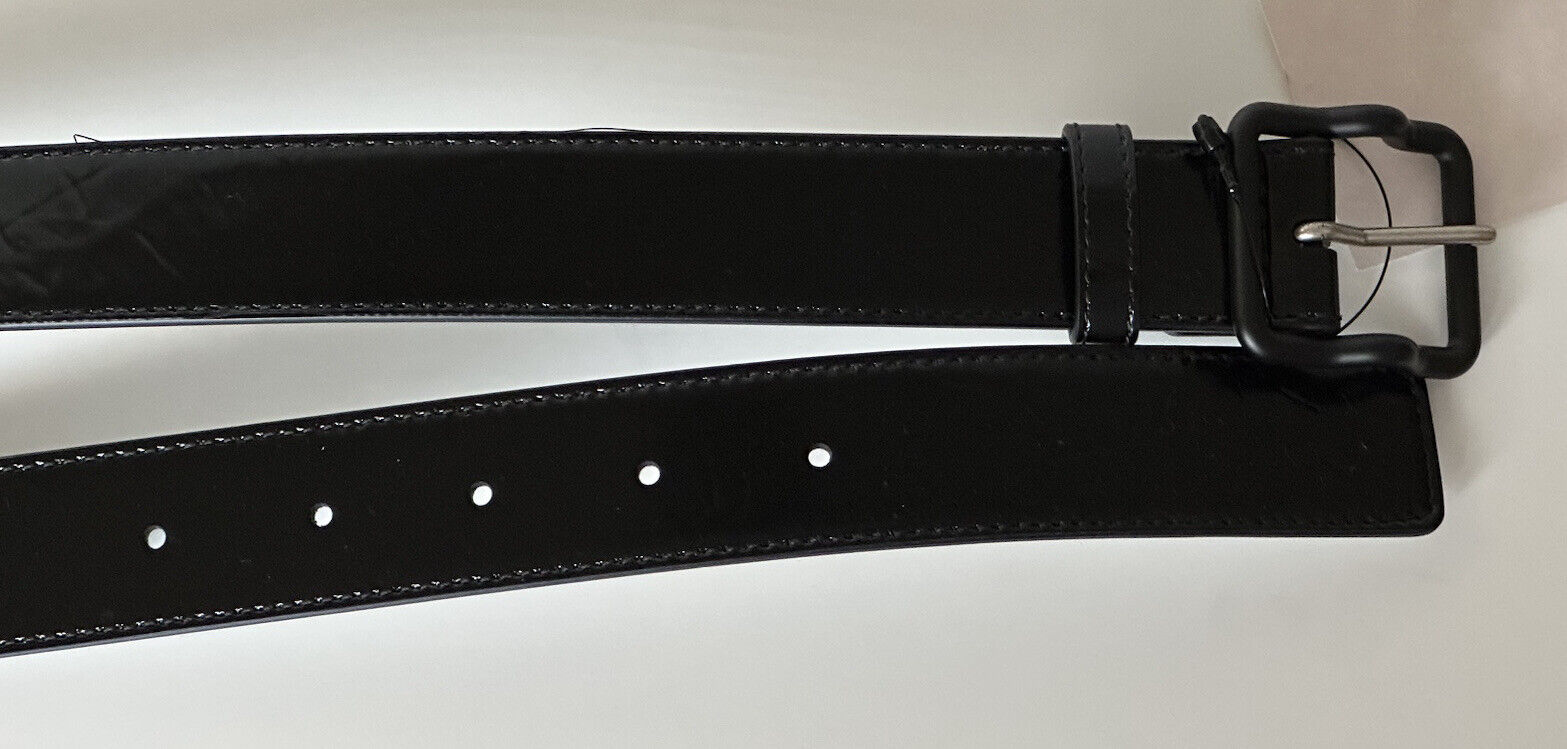 NWT $420 Bottega Veneta Crease Leather Black/Silver Belt 40/100 IT 691233