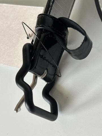 Neu mit Etikett: 420 $ Bottega Veneta Crease Ledergürtel in Schwarz/Silber 38/95 IT 691233 