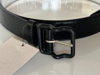 NWT $420 Ремень Bottega Veneta Crease Leather Black/Silver 38/95 IT 691233 