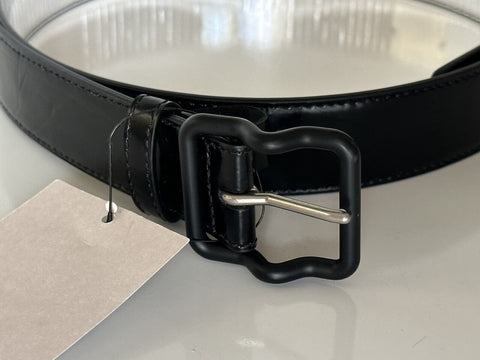 Neu mit Etikett: 420 $ Bottega Veneta Crease Ledergürtel in Schwarz/Silber 38/95 IT 691233 