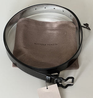 NWT $420 Ремень Bottega Veneta Crease Leather Black/Silver 38/95 IT 691233 